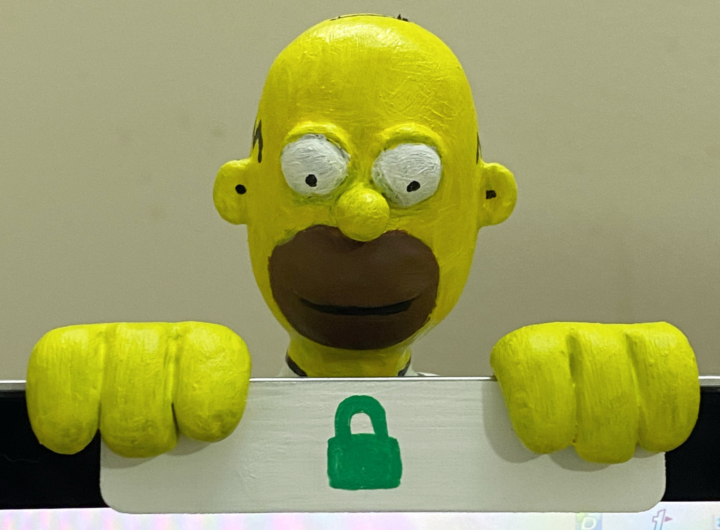 First test of completed HomerSecure sitting on a laptop screen.
